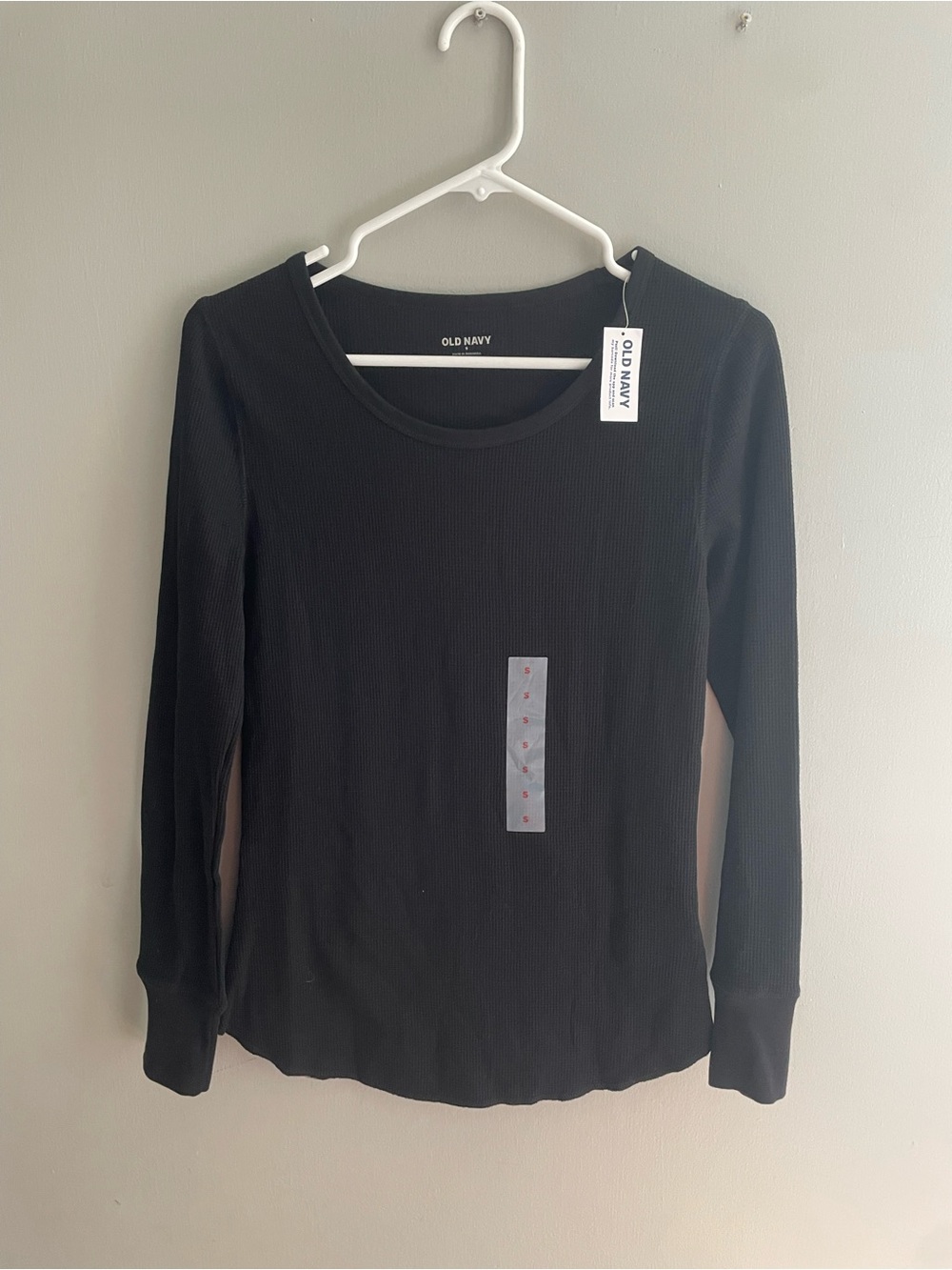 Old Navy Black Waffle Knit Long Sleeve Tee Small NWT